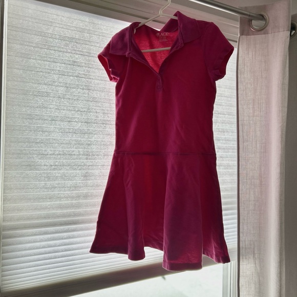 Girls Uniform Soft Pique Polo Dress - Pink (S) - Picture 3 of 4